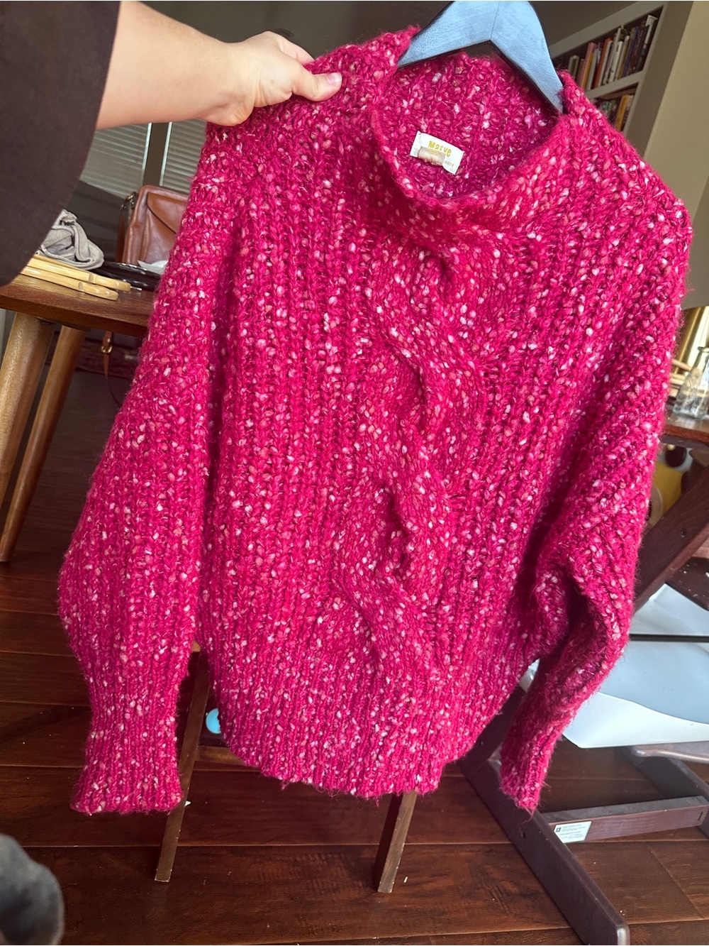 Maeve by Anthropologie Magenta Pink Cable Knit Pullover Sweater Oversized NWOT